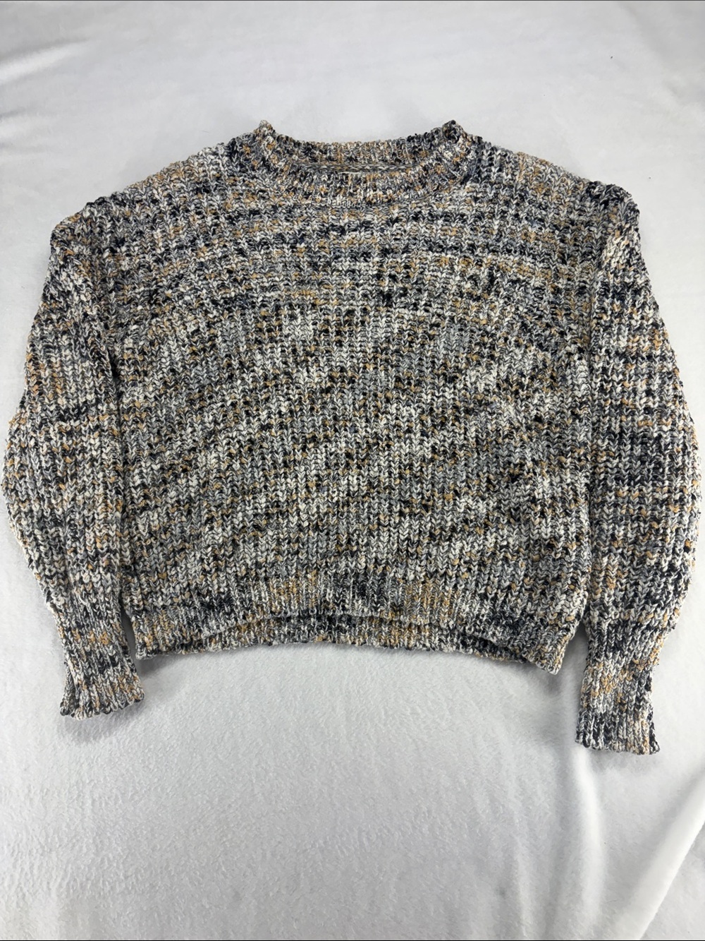 Garage Marled Crewneck Sweater in Cream, Gray & White